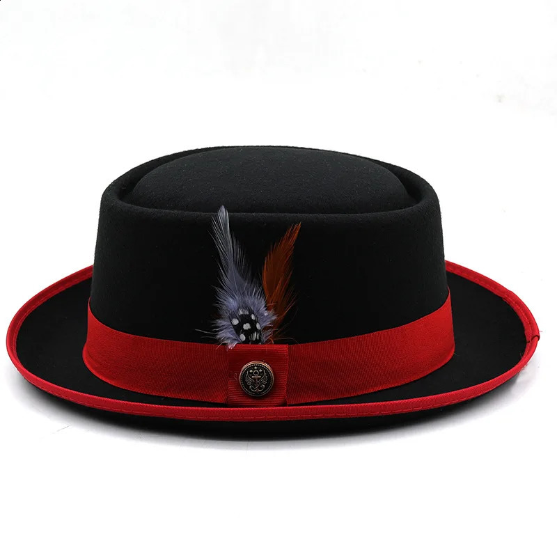 Pork Pie Hat Billycock Felt Small Brim Bowler Mens Fashion British Style Hip Hop Fedora Women Party Sombrero Caps 250118