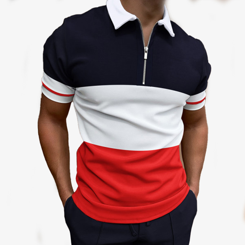 shirt for man designer polo Quarter Zip Mens Casual Short Sleeve Zipper Polo Collared Tee Shirt golf wear t shirt Summer Pullover 1/4 zip poloshirts h