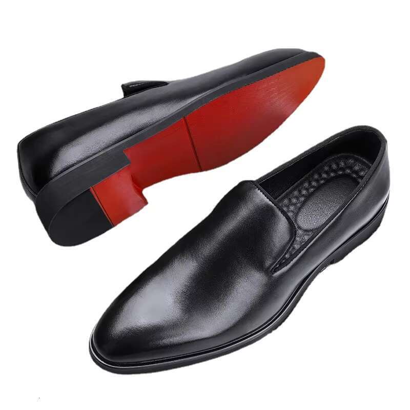 Red Sole Loafers Men PU Solid Color Fashion Business Casual Party Daily Versatile Simple Lightweight Classic Dress Shoes free shipping shoes