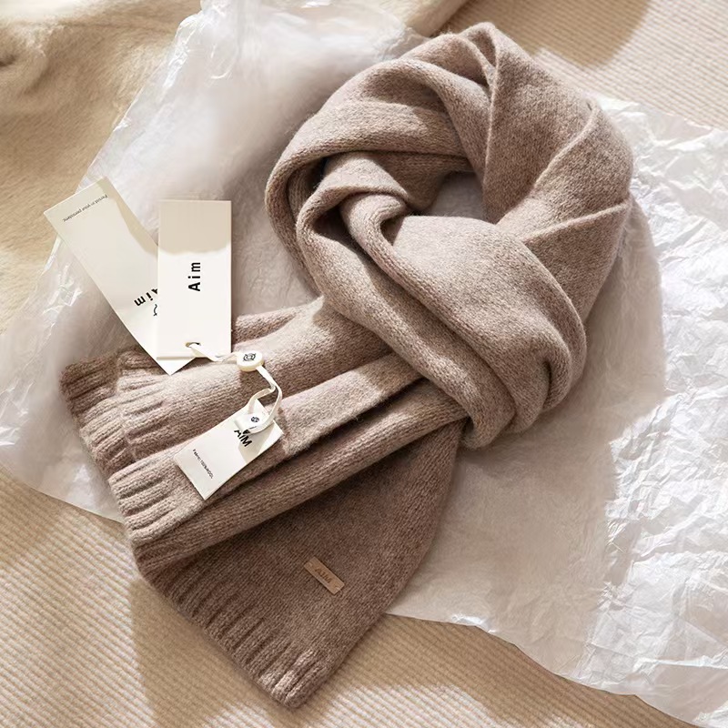 T115 pure wool scarf women's New Year Christmas red winter all-match warm high-end knitted neck scarf