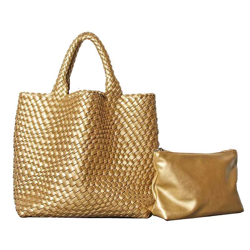 Designer bag New Golden Knit Large Capacity Woven Shoulder Handbags For Women Beach Holiday Purse Female Evening Tote Bags