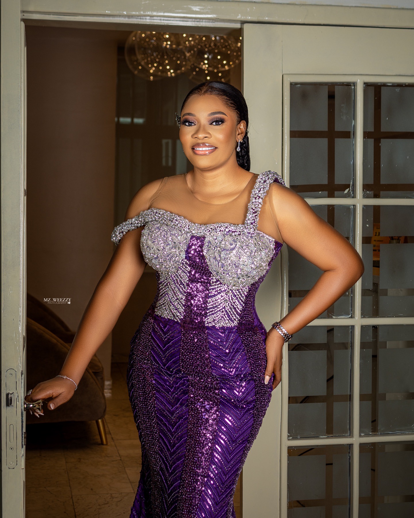 Aso Ebi Purple Mermaid Prom Dresses 2025 Beaded Crystals Sequined Lace Evening Formal Party Second Birthday Engagement Gowns Plus Size Dress For Speci