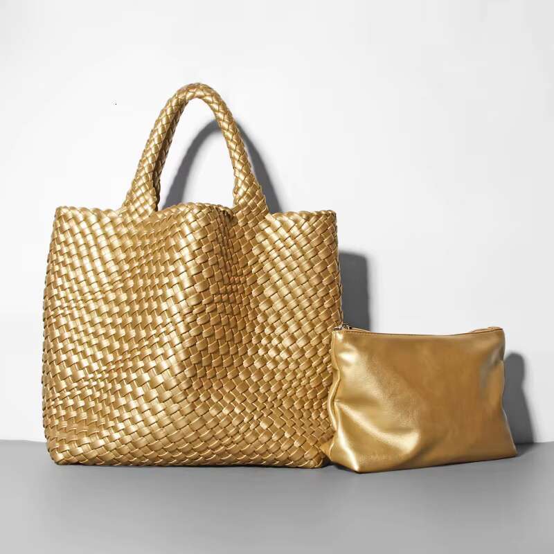 Designer bag New Golden Knit Large Capacity Woven Shoulder Handbags For Women Beach Holiday Purse Female Evening Tote Bags