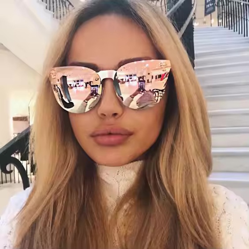 Gothic Rimless Steampunk Sunglasses with Unique Skull and Cat Eye Detail by CB Cavallo Bianco