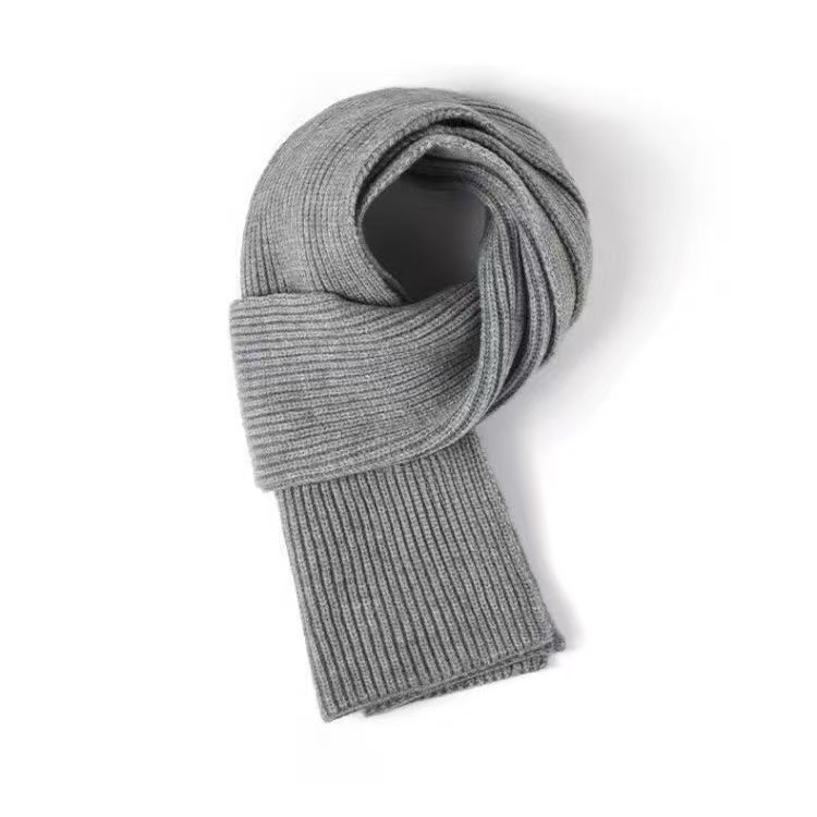 T118 autumn and winter Korean style white pure color knitted scarf female soft atmosphere student wool warm neck thick