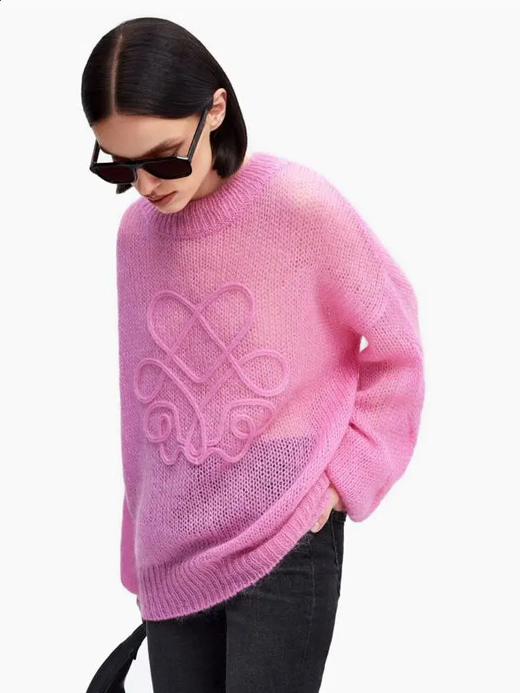 GACVGA Fashion Round Neck Knitted Pullover Chic Long Sleeve Thin Loose Knitwear Top Autumn Streetwear Female Sweaters 250114