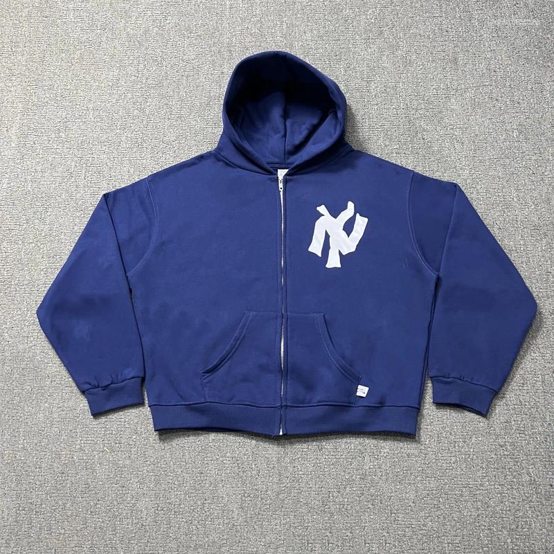 Men's Hoodies Streetwear AKIMBO Zipper Fleece Men Women High Quality Black Blue Sweatshirts Cotton Casual Pullovers