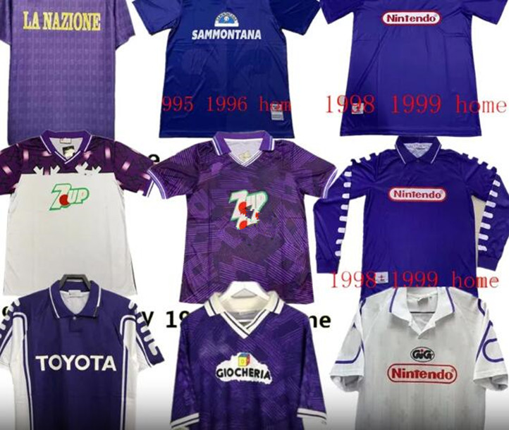 1995 1996 Retro classic Fiorentina Soccer jerseys Sweatshirt 1989 90 91 92 93 97 98 99 BATISTUTA R.BAGGIO DUNGA Retro Fiorentina Football shirt chandal