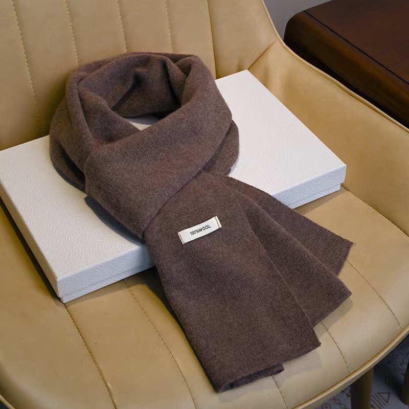 T114 high-grade Chinese red pure wool knitted scarf autumn and winter all-match red neckband for men and women