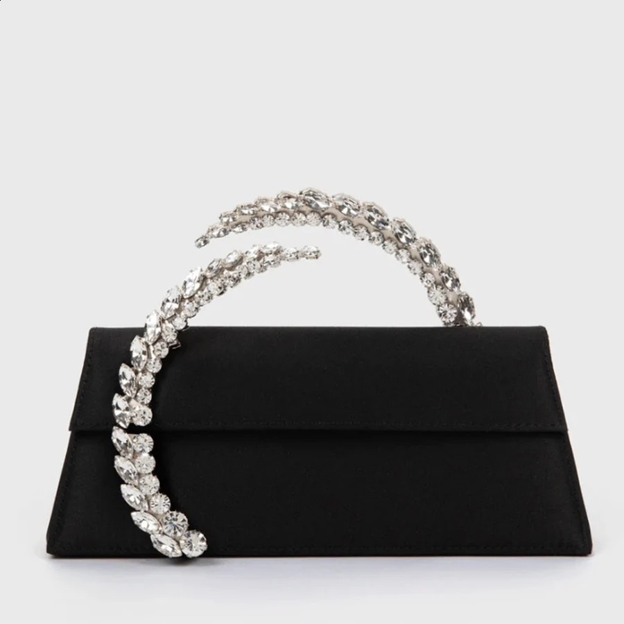 Rhinestone Evening Clutch Diamond Handle Handbags Satin Shoulder Bags Party Wedding Purses Lady Chains Small Square Bags 250110
