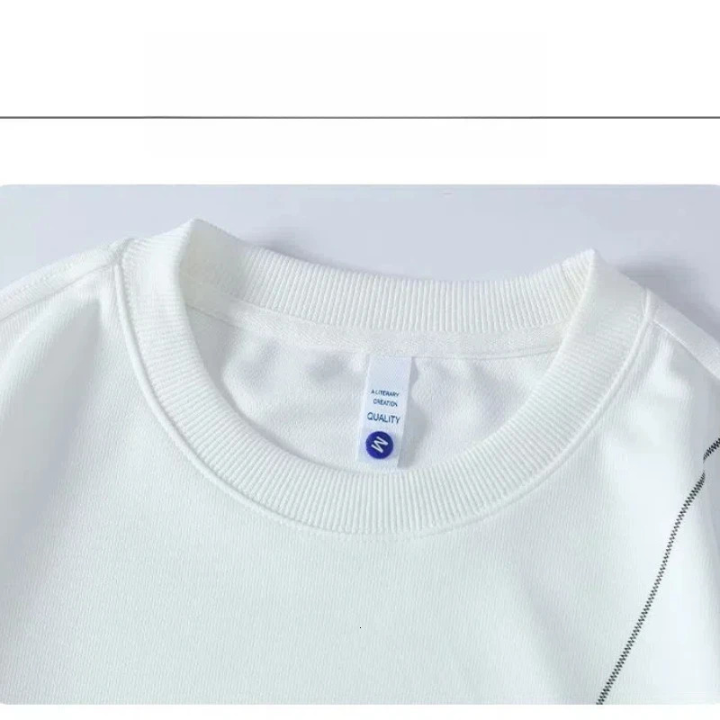 Spring Autumn Mens Clothing Pullover Geometric Letter Printing Lantern Long Sleeve Round Neck Hoodies Boyfriend Loose Tops 250122