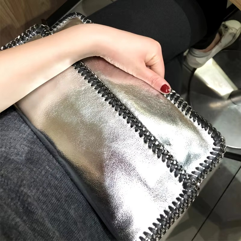 Chains Woven Envelope Soft PU Leather Handbags Clutch Cover Messenger Bags for Women Shoulder Sg Bag NEW Purses