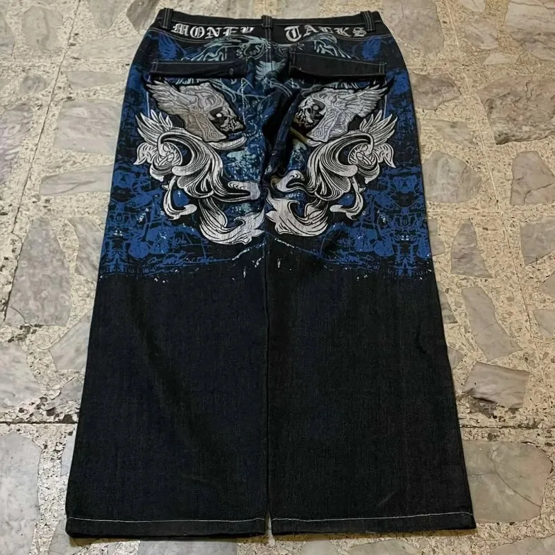 American Fashion Trend Super Character Printed Baggy Jeans Men Y2K Street Harajuku Retro High Waist Wide Leg Pants 250117
