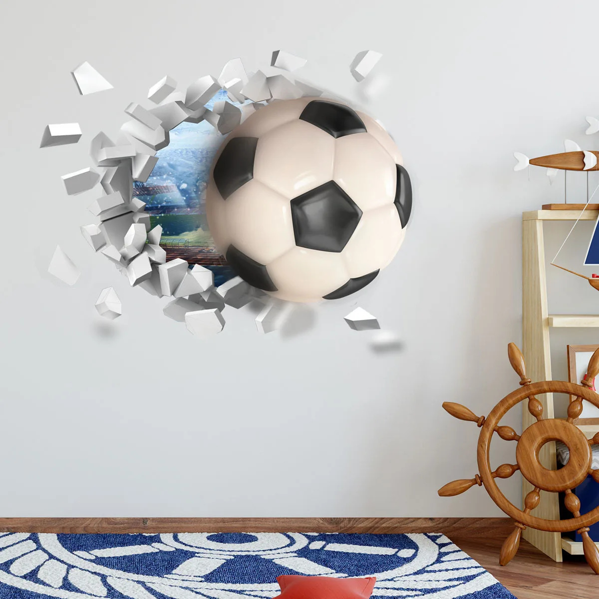 3D Football Soccer Wall Stickers for Kids Rooms Children Bedroom Wall Decals Boys Room Decoration Gift 250113