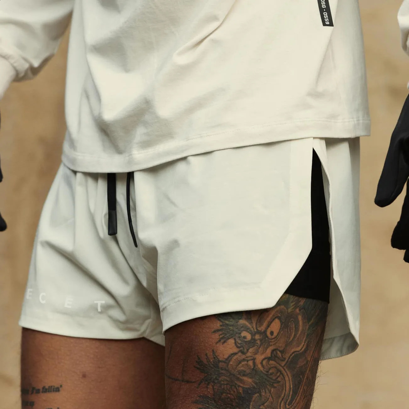 Summer Quick Dry Fitness Running Shorts Mens Stretch Gym Bodybuilding Mesh Breathable Training Double-layer 2in1 Short Pants 250117