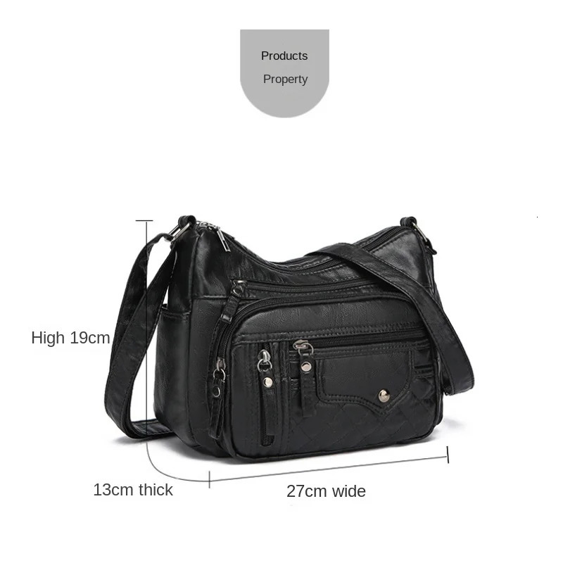 Soft PU Leather Waterproof Shoulder Bag Women Retro Casual Crossbody Bag Multiple Pockets Large Capacity Classic All Match Bags 250120