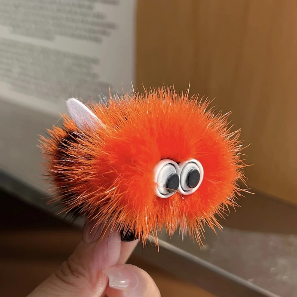 Cute Real Mink Hair Small Bee Scrunchie Thick Band Ponytail Holster Plush Headdress Rubber Ring Accessories 250118
