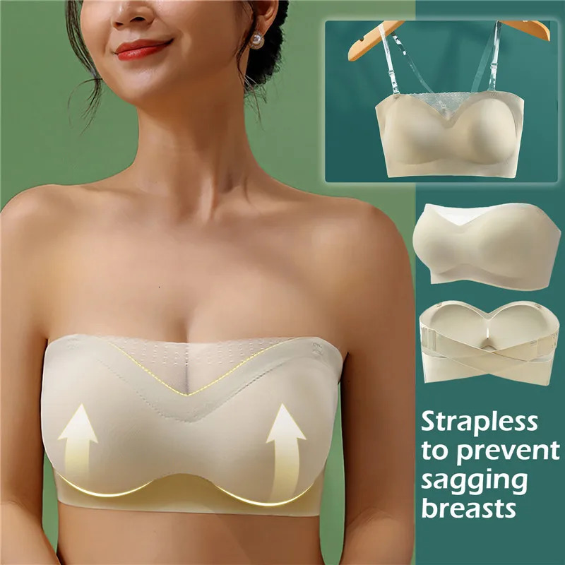 Bra Plus Size Strapless for Womens Wedding Dresses with No Steel Rings Non slip Top Support Type Invisible Underwear 250122