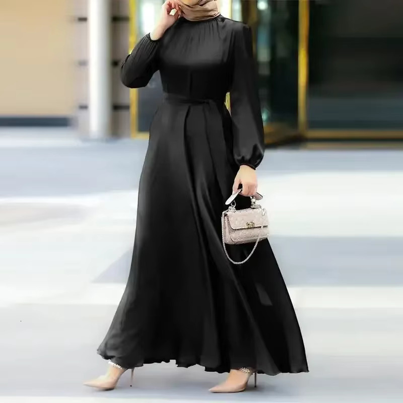 Maxi Dresses Arabian Simple Loose Solid Elegant Dubai Turkey Islamic Temperament Muslim Plain Abayas For Women
