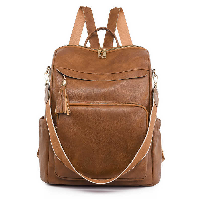 Backpack New Womens Backpack Large Capacity Brown PU Outdoor Womens Backpack Womens Bag