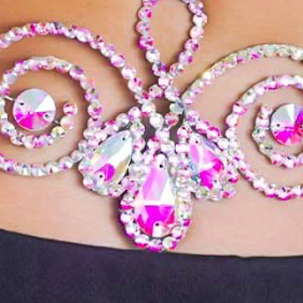 Stonefans Exaggerated Geometry Waist Chain Belt for Women Belly Dance AB Color Ballroom Dance Accessories Jewelry Rhinestone 250117