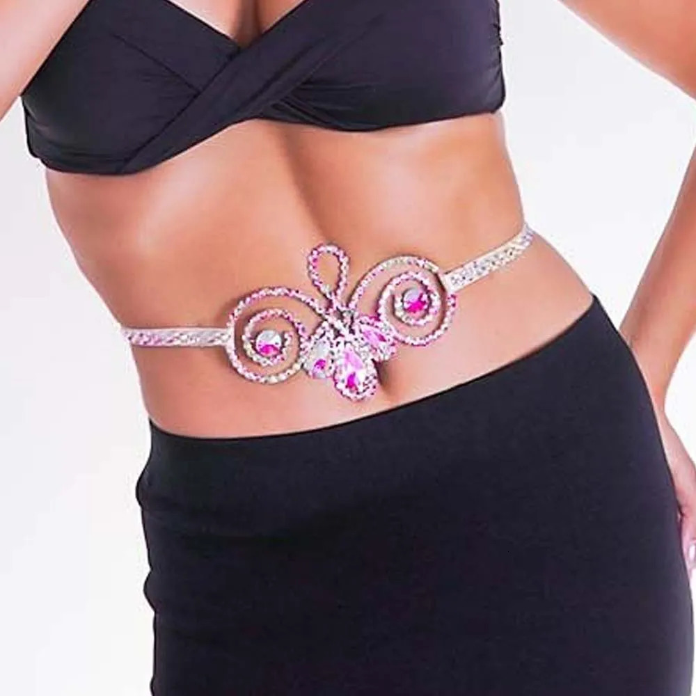 Stonefans Exaggerated Geometry Waist Chain Belt for Women Belly Dance AB Color Ballroom Dance Accessories Jewelry Rhinestone 250117