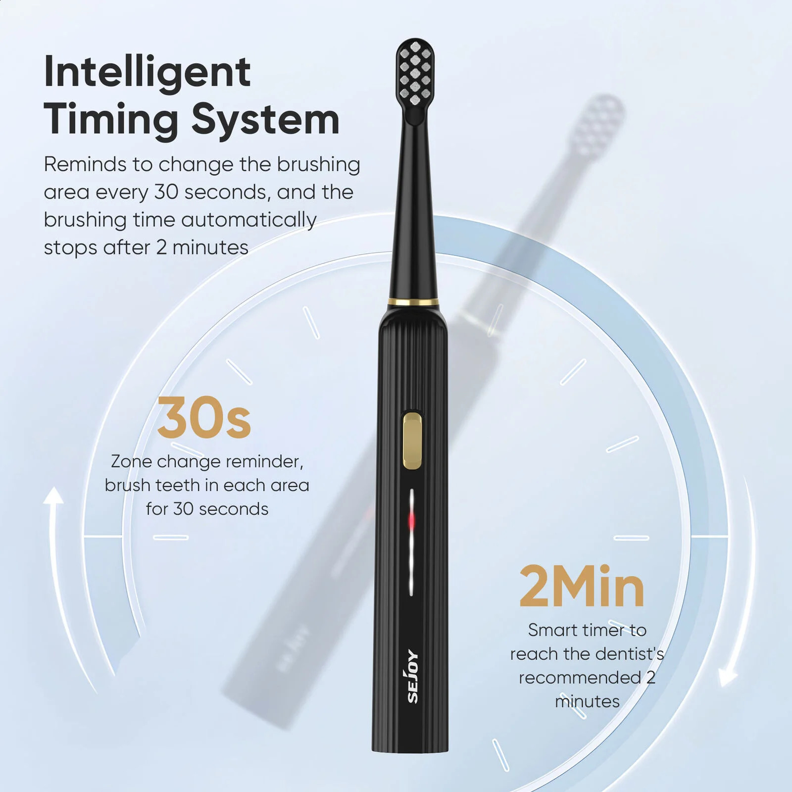 Sejoy Electric Toothbrush with 12 Brush Heads 5 Cleaning Modes 2 Minutes Built in Smart Timer Sonic 250115