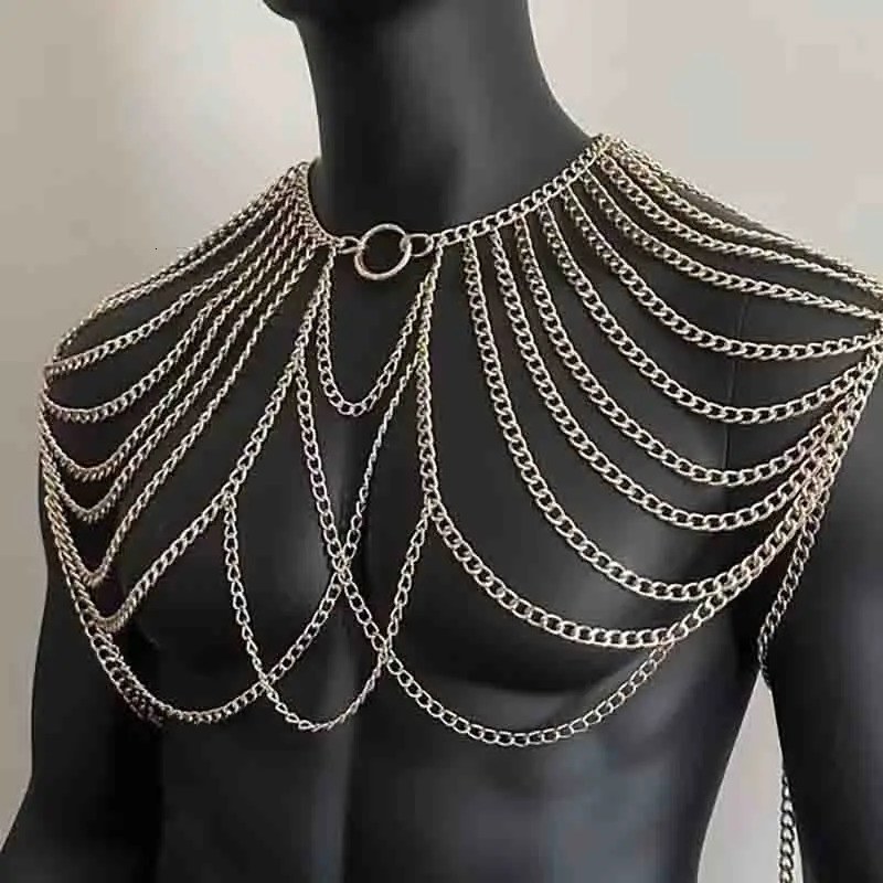Men Metal Body Chain Shoulder Necklace Jewelry Tassel Nightclubs Accessory Fashion Personality Party Nightclubs Beach Carnival 250121