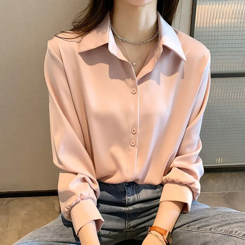 Black Chiffon Shirts For Women Spring Solid Long Sleeve Korean Fashion Ladies Blouse Simple Female Clothing Tops 250122