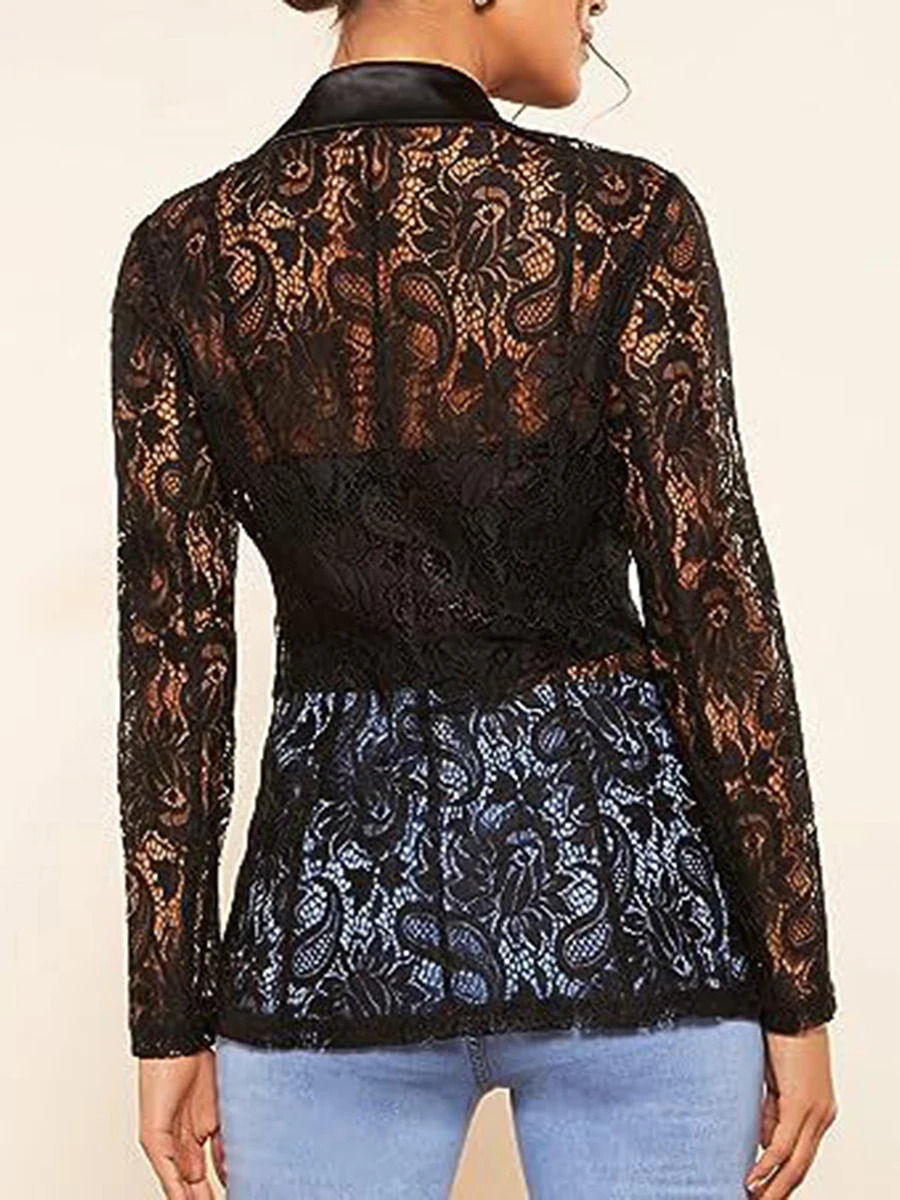 Women s Fashion Blazer Solid Color Open Front Lapel Long Sleeve Elegant Jacket with Pockets 250122