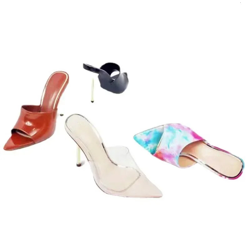 Eilyken Snake Print Strappy Mule Women Thin High Heels Slippers Sandals Pointed Peep Toe Slides Party Flip Flops Shoes sandals 250120