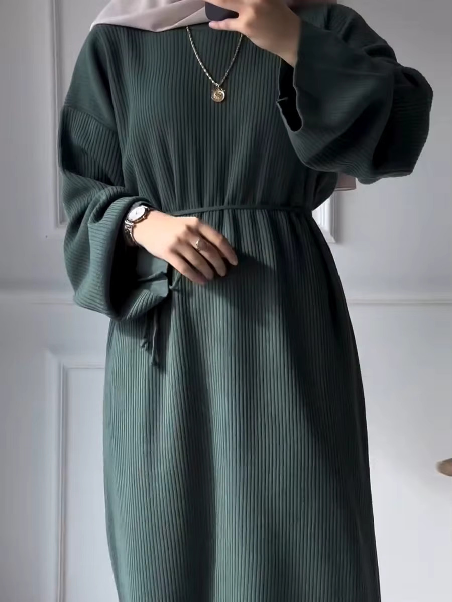 Muslim Dubai Middle East Winter Thicken Warm Knit Sweater Abayas For Women Evening Long Dress Ramadan Robe Femme Islam Clothing