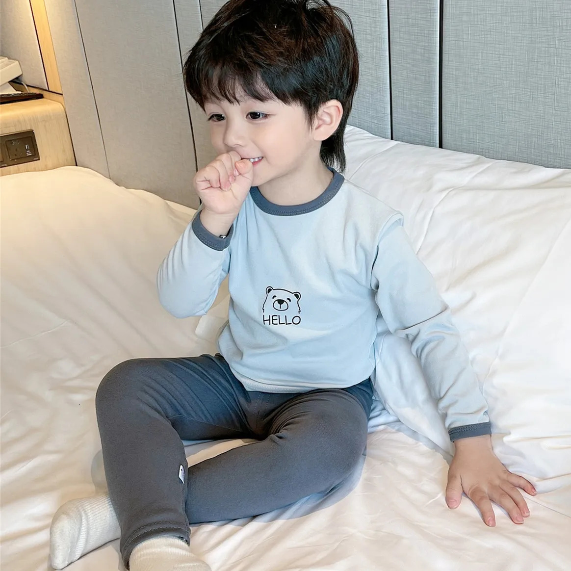 Childrens 2-Piece Homewear Baby Long-Sleeved Trousers Set Boys Spring And Autumn Homewear Boys Toddler Underwear Pajamas 250121