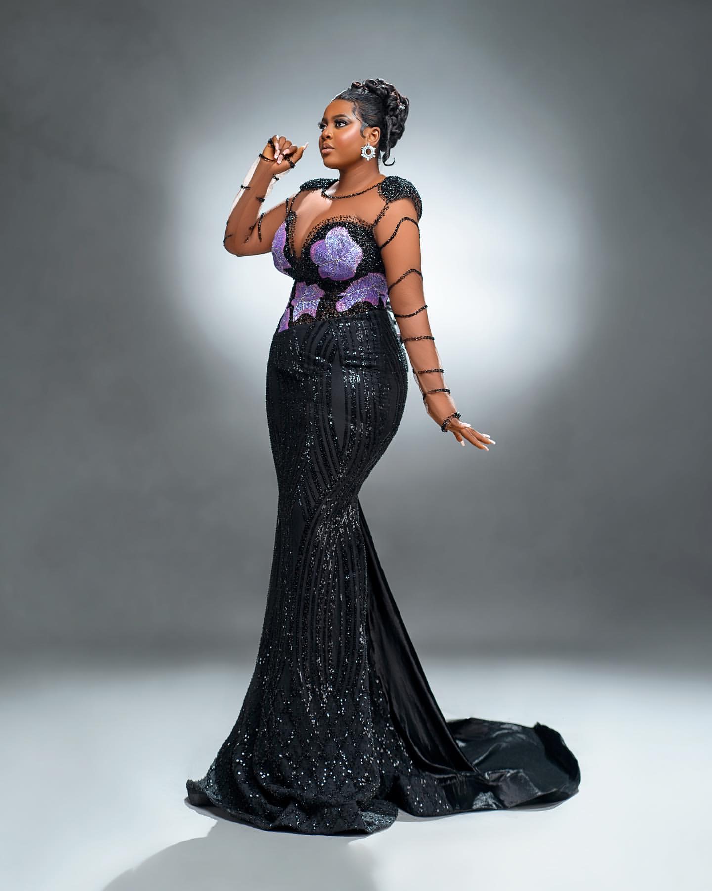 Aso Ebi Black Mermaid Prom Dresses 2025 Full Sleeves Beaded Sequined Evening Formal Party Second Birthday Engagement Gowns Plus Size Dress For Special