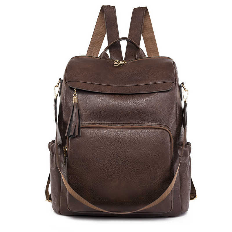 Backpack New Womens Backpack Large Capacity Brown PU Outdoor Womens Backpack Womens Bag