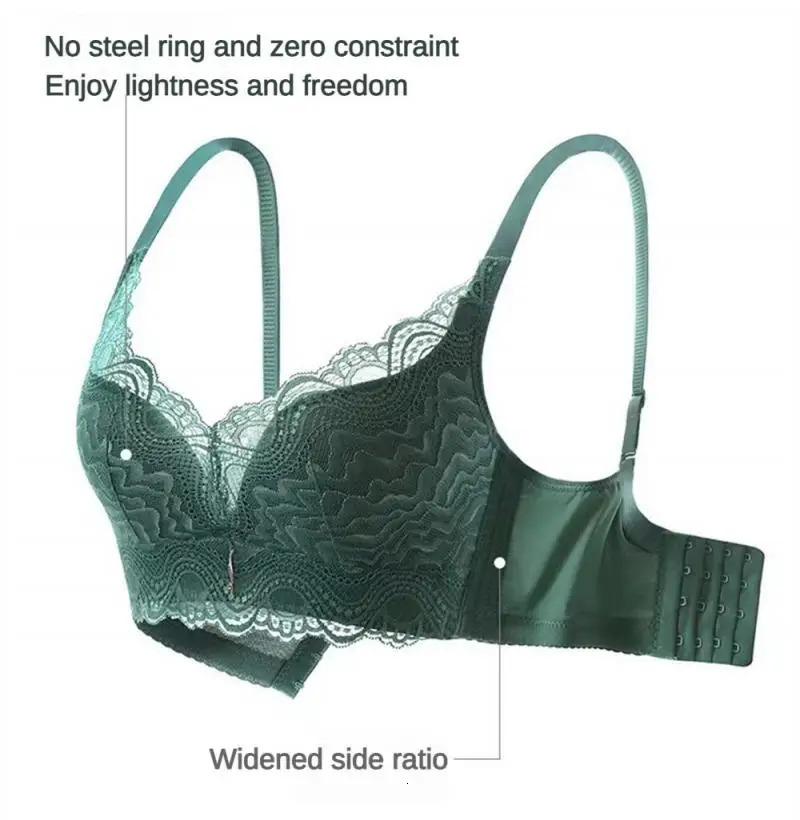 Sexy Lace Bra Women Push Up Comfortable Bralette Underwear Embroidery Deep V Neck Lingerie Wireless Brassiere Crop Top Ladies 250122