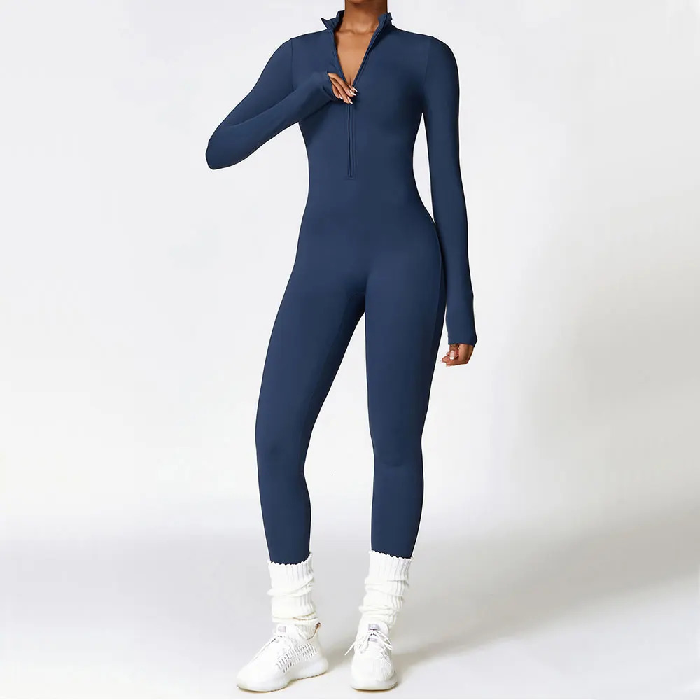 Zipper Yoga Rompers Long Sleeved One-piece Womens Sportswear Gym Jumpsuits Workout High-intensity Fitness Skin-tight Garment 250107