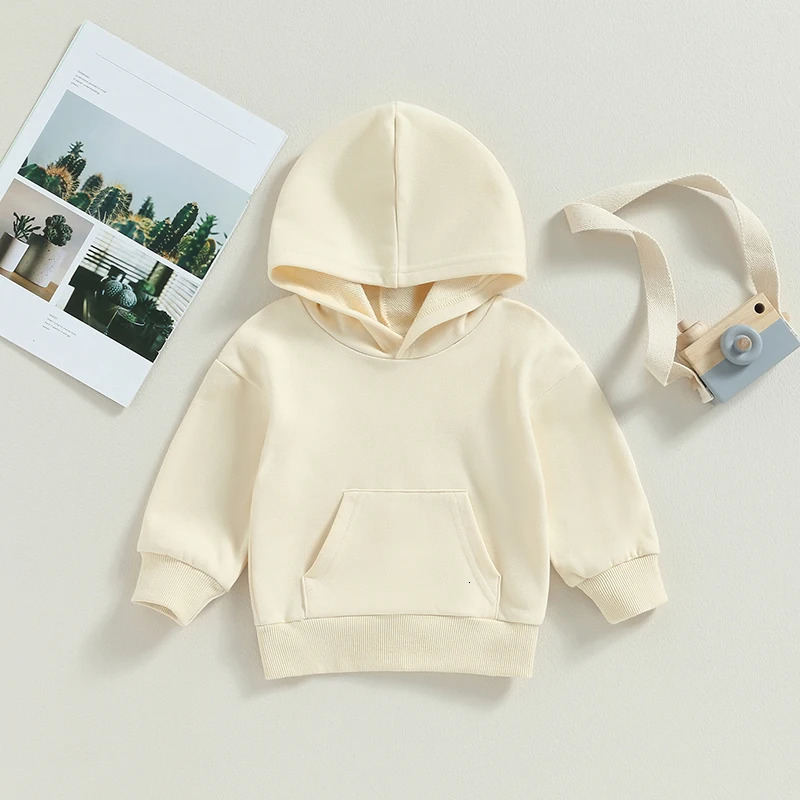Solid Casual Kids Boys Girls Hoodies Clothes Long Sleeve Pocket Hooded Sweatshirts Toddler Infant Pullovers Fall Winter Tops 250121