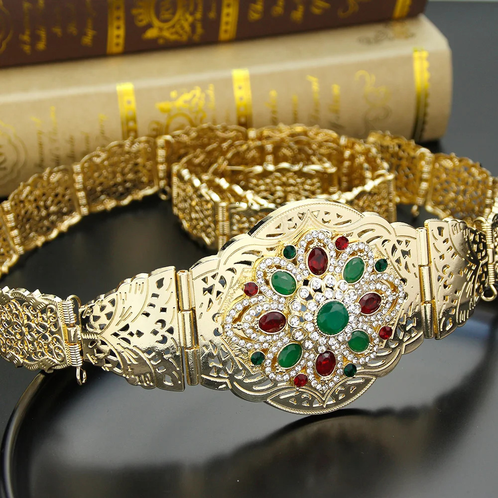 Sunspicems Gold Color Concise Morocco Belt for Women Adjustable Length Arabic Bride Jewelry Caftan Waist Chain Chic Crystal Belt 250121