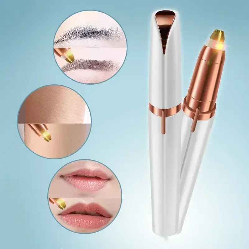 Womens Electric Eyebrow Trimmer Eye Brow Shaper Pencil Face Hair Remover Women Automatic Eyebrow Shavers Painless Hair Removal 250121