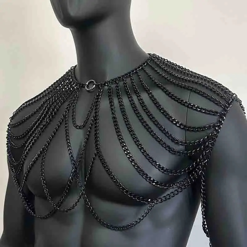Men Metal Body Chain Shoulder Necklace Jewelry Tassel Nightclubs Accessory Fashion Personality Party Nightclubs Beach Carnival 250121