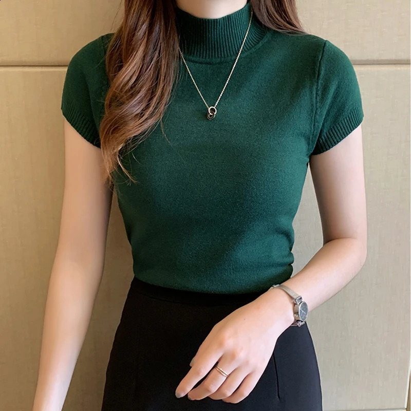 Casual Women Clothing Korean Knitted Women Top Blusas Mujer De Moda Spring Summer Solid Slim Turtleneck Blouse Blusas 8622 250121