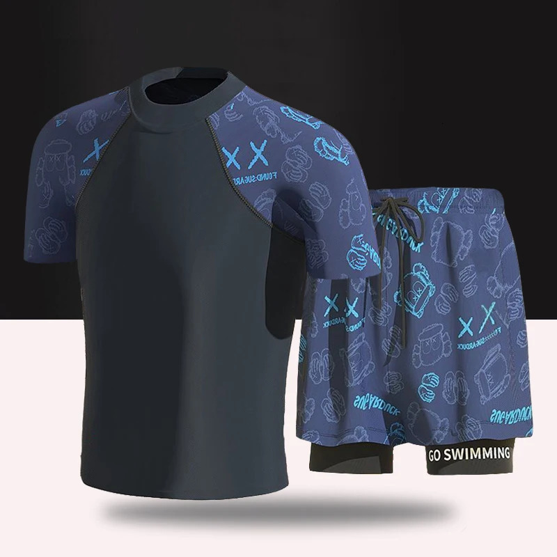 EUXS-2XL Men Teens Swim Trunks Anti Embarrassment Loose Quick Dry Swimming Shorts Seaside Beach Swimsuit Spring Swimwear Set 250117