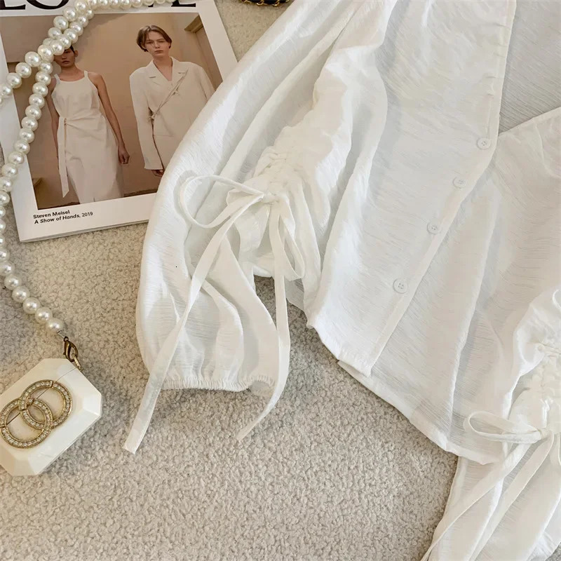 Spring Style Sweet n Sensibility Shirt Womens Long Sleeve Korean Version Versatile Stylish Small White Surface C 250122