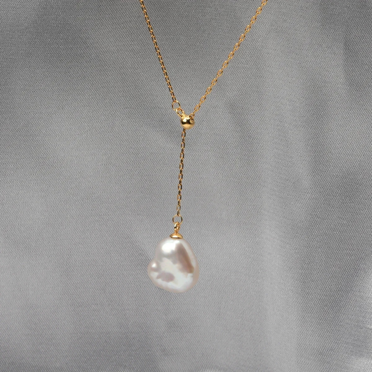 Natural freshwater heart-shaped Baroque pearl Y-shaped chain slanted pendant S925 Sterling Silver necklace adjustable love gift 250117