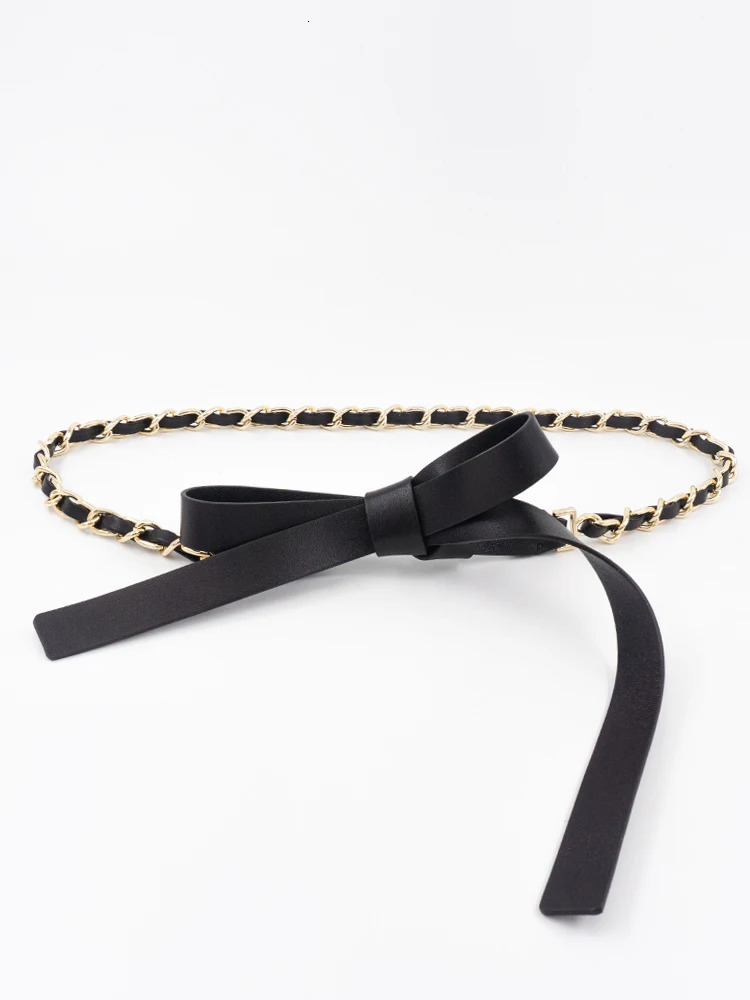 style sheepskin pierced leather belt with soft leather waist chain knotted fine belt elegant decorative chain belt 250117