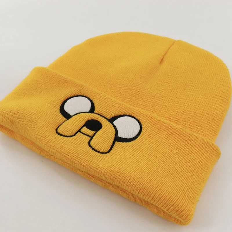 Beanie/Skull Caps 1Pcs Cute Puppy Pattern Embroidered Knitted Hat Yellow Ear Protection Hat Versatile Warm Hat For Autumn and Winter H241230