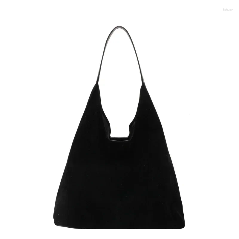 Totes Vintage Women's Bag Large Capacity Suede Shoulder Solid Color Simple Casual Commuter B5 h7