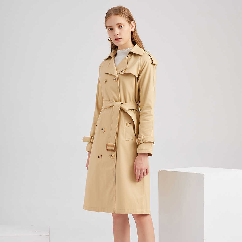 New European Windbreaker WoMens Long Waist Cotton Fashion Coat Long-sleeved Lapel Womens Long Trench Coat Womens Jacket 241209