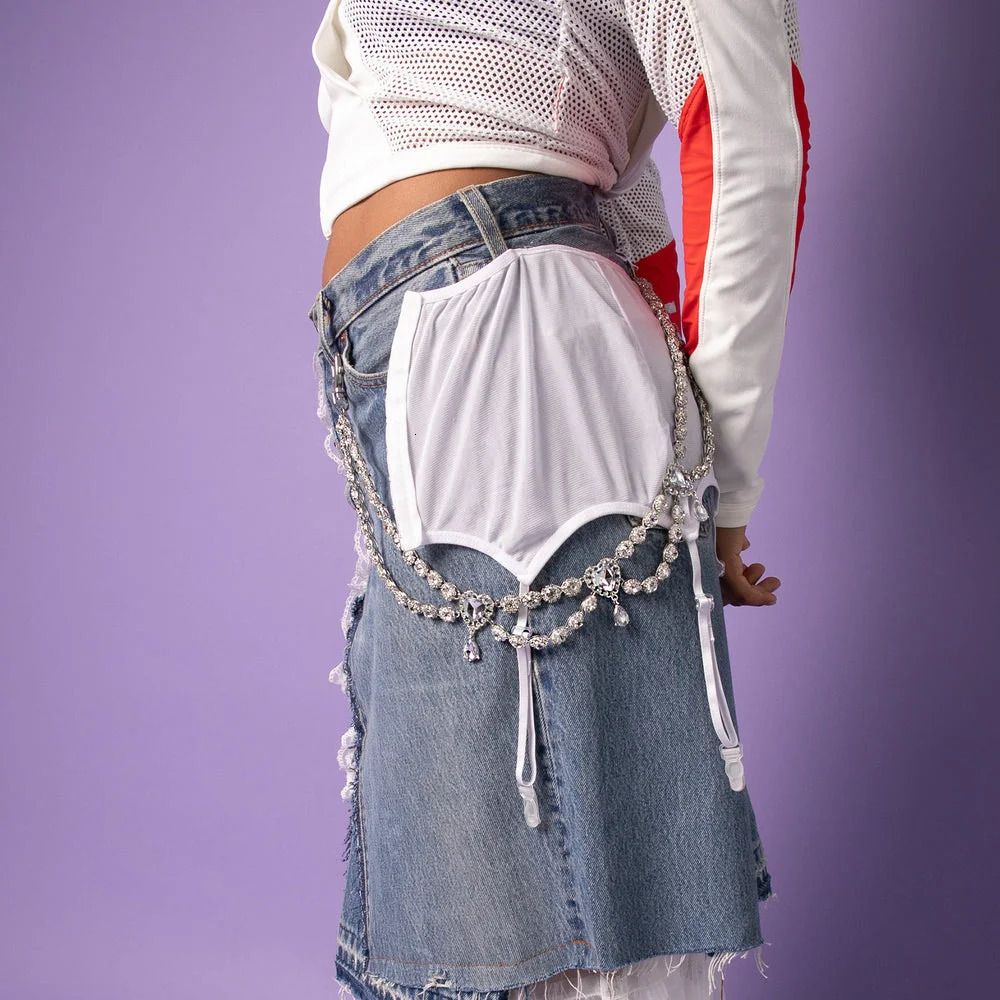 Stonefans Double Layer Rhinestone Pants Waist Chain Body Jewelry Fashion Heart Pocket Chain Waistband Jeans Decoration 250117